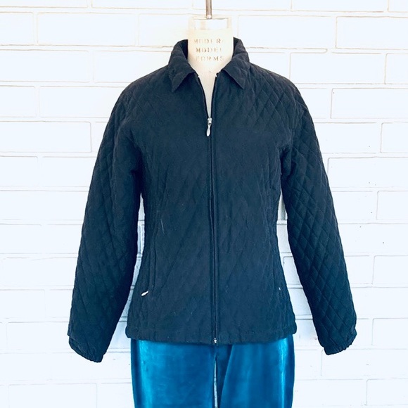 Page and Tuttle Black Small Petite Quilted Jacket Coat - Picture 3 of 13